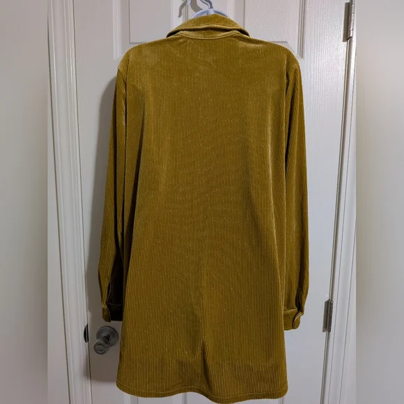 Soft Surroundings Textured Velvet Boyfriend Shirt Women's Large Amber Yellow - Picture 10 of 10